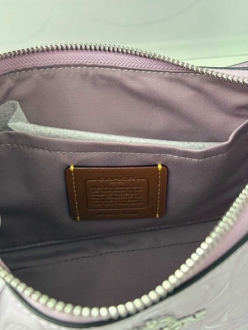 Coach Lilac Signature Embossed Crossbody Bag - Picture 10 of 11